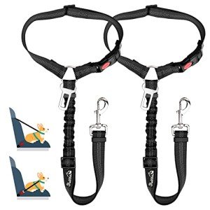 SlowTon 2-in-1 Adjustable Dog Car Seatbelt - 2 Pack