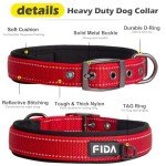Fida Heavy Duty Padded Dog Collar - Red
