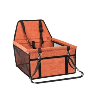 Orange Waterproof Dog Car Booster Seat for Medium Dogs
