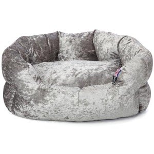 Cozy Crushed Velvet Dog Bed with Fleece Cushion