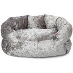 Cozy Crushed Velvet Dog Bed with Fleece Cushion