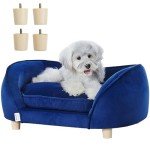 Soft Velvety Dog Couch for Small Pets - Dark Blue