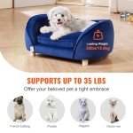 Soft Velvety Dog Couch for Small Pets - Dark Blue