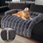 Cozy Faux Fur Dog Sofa Bed - Dark Grey