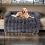Cozy Faux Fur Dog Sofa Bed - Dark Grey