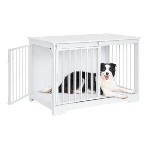 Elegant Double Door Dog Crate with Barn Door
