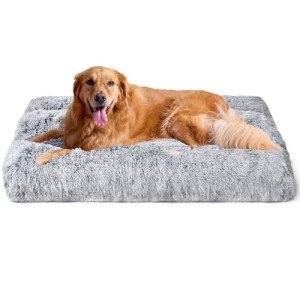 EHEYCIGA XL Fluffy Calming Dog Bed - Grey