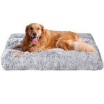 EHEYCIGA XL Fluffy Calming Dog Bed - Grey