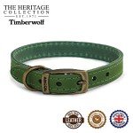Ancol Timberwolf Durable Green Leather Dog Collar