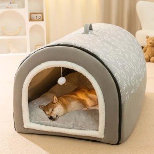 Large 2-in-1 Calming Dog Bed and House