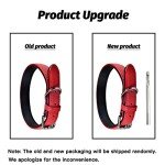 Red Leather Dog Collar - Soft, Adjustable & Strong