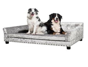 BingoPaw Large Velvet Dog Sofa - Grey XL