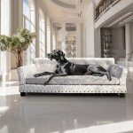 BingoPaw Large Velvet Dog Sofa - Grey XL