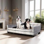 BingoPaw Large Velvet Dog Sofa - Grey XL