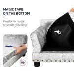 BingoPaw Large Velvet Dog Sofa - Grey XL