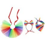 Rainbow Dog Costume Set with Headband and Tutu
