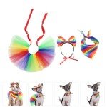 Rainbow Dog Costume Set with Headband and Tutu