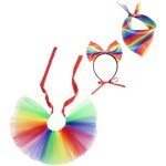 Rainbow Dog Costume Set with Headband and Tutu