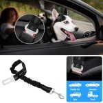 Adjustable Reflective Dog Car Harness Seat Belt Set