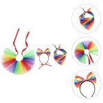Rainbow Dog Costume Set with Headband and Tutu