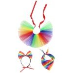 Rainbow Dog Costume Set with Headband and Tutu