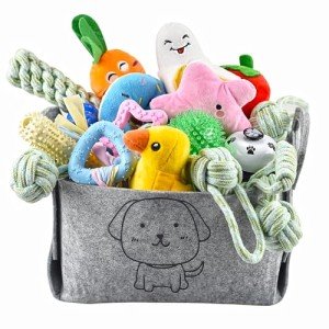 24-Pack Puppy Toy Set with Storage Box