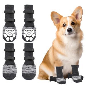 LUVDECO Anti-Slip Dog Socks with Adjustable Straps