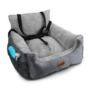 Cozy Dog Car Seat with Safety Leash - Grey