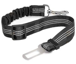 Adjustable Dog Car Seat Belt - Black Elastic