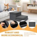 Foldable 2-Step Dog Stairs with Storage - Dark Grey