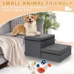 Foldable 2-Step Dog Stairs with Storage - Dark Grey