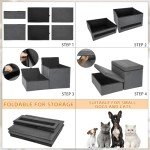 Foldable 2-Step Dog Stairs with Storage - Dark Grey