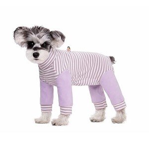Small Dog Recovery Suit - Purple Stripe Pajamas