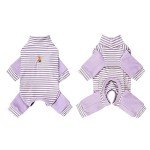 Small Dog Recovery Suit - Purple Stripe Pajamas