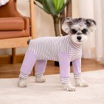 Small Dog Recovery Suit - Purple Stripe Pajamas