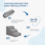 Dripex 3-Step Non-Slip Dog Stairs - Grey