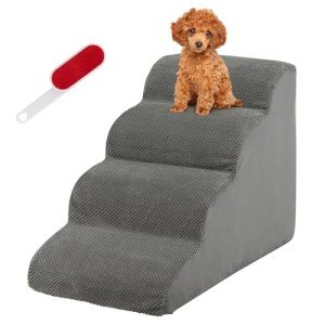 COSTWAY 4-Step Dog Stairs with Washable Cover