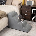 COSTWAY 4-Step Dog Stairs with Washable Cover