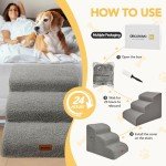 Non-Slip Pet Stairs for Small Dogs - Light Grey