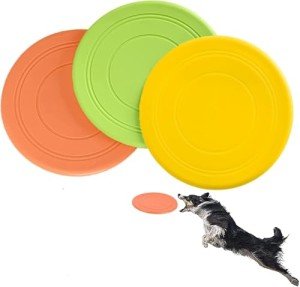 3-Pack Durable Floating Dog Frisbee Interactive Toys