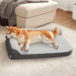 Large Washable Orthopedic Dog Bed with Bolster