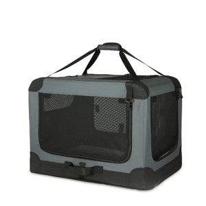 Portable Soft-Sided Dog Travel Crate - Grey