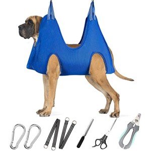 XXL Dog Grooming Hammock with Nail Clippers & Scissors