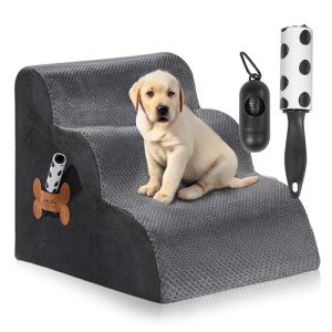 High-Density Foam Dog Steps for Bed – Grey