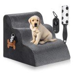 High-Density Foam Dog Steps for Bed – Grey
