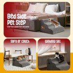 High-Density Foam Dog Steps for Bed – Grey