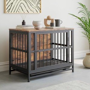 Stylish Wooden Large Dog Crate with End Table