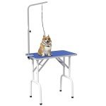 Blue Foldable Dog Grooming Table with Adjustable Arm