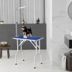 Blue Foldable Dog Grooming Table with Adjustable Arm