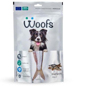 WOOFS Natural Dried Sprats Dog Treats - 100g